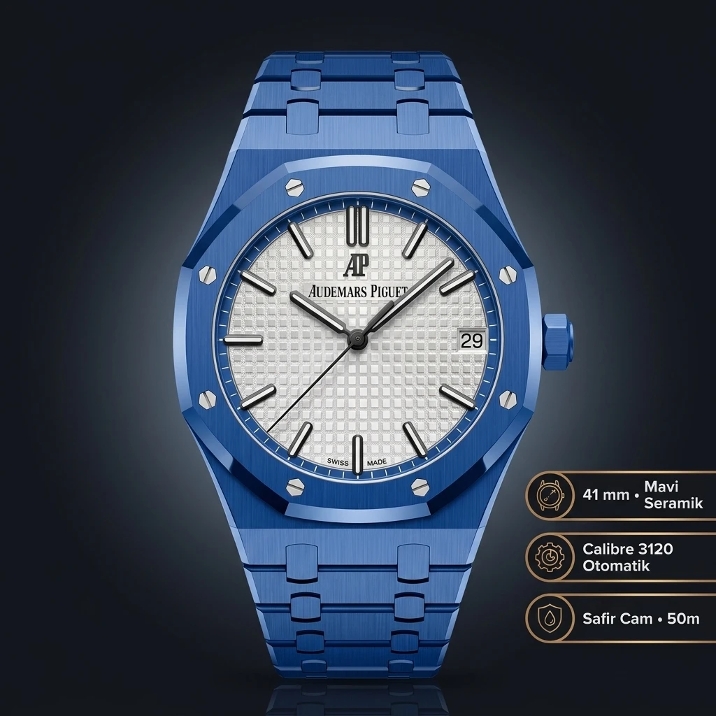 Audemars Piguet 15710ST Mavi Kadranlı Offshore Kauçuk Kordon Super Clone ETA Saat