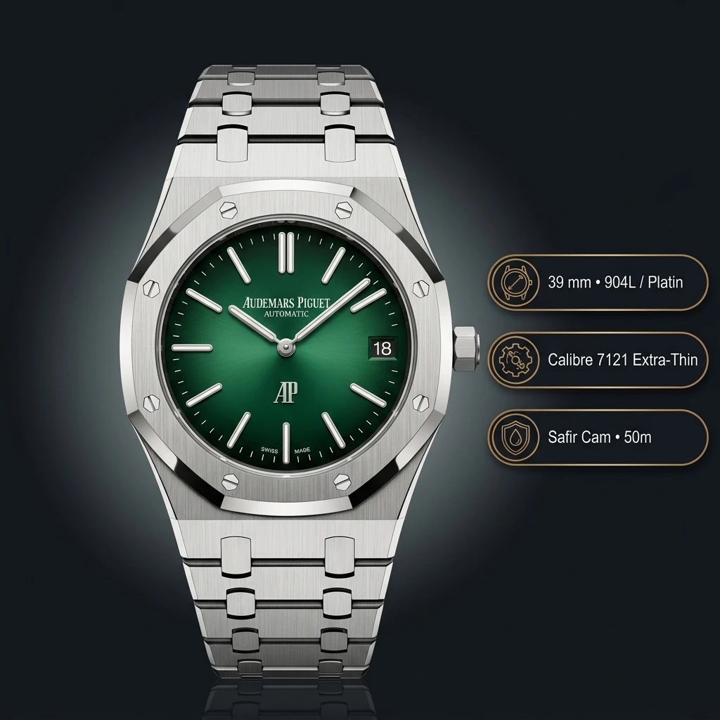 Audemars Piguet 16202PT Yeşil Kadranlı Jumbo Extra-Thin Super Clone ETA Saat