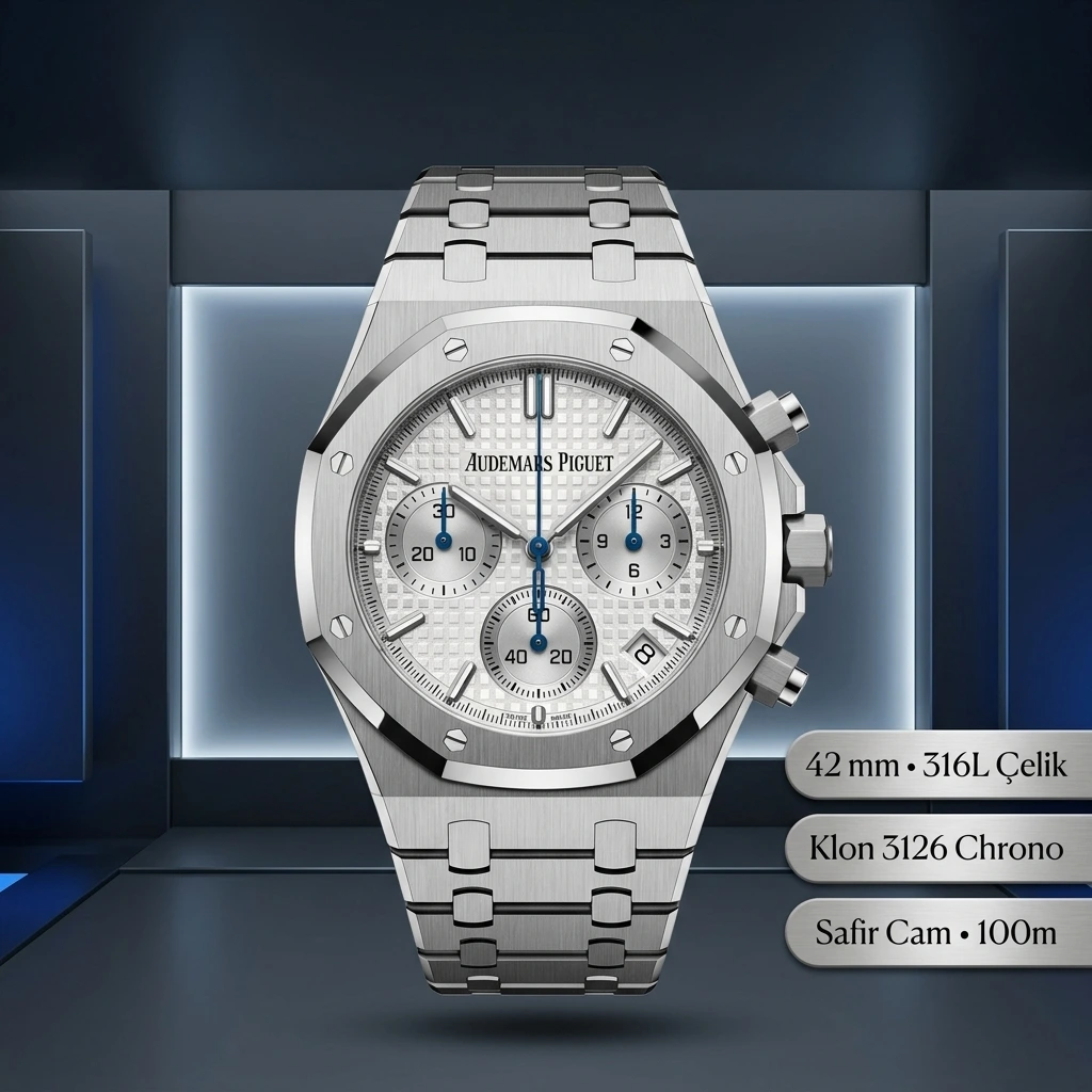 Audemars Piguet 26470ST Beyaz Kadranlı Chronograph Bilezik Super Clone ETA Saat