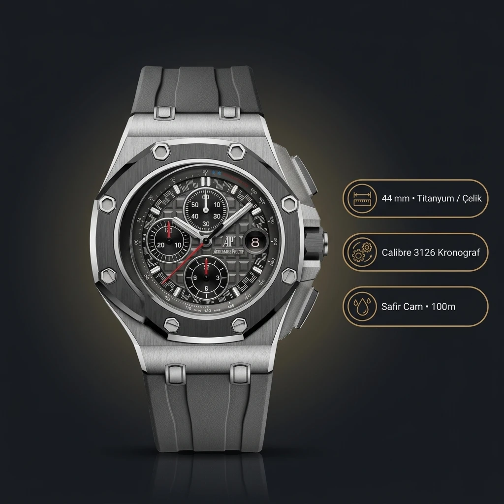 Audemars Piguet 26470ST Gri Kadranlı Chronograph Kauçuk Kordon Super Clone ETA Saat