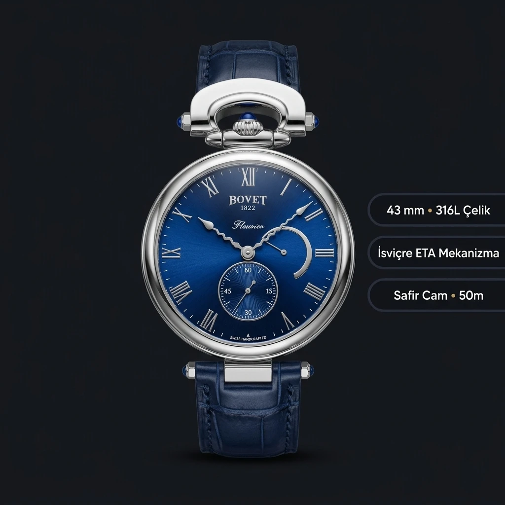 Bovet Fleurier Mavi Kadran Deri Super Clone ETA Saat