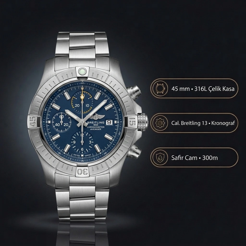 Breitling Chronomat B01 42 mm Mavi Chronograph Çelik AB0134101B1A1 Super Clone ETA Saat