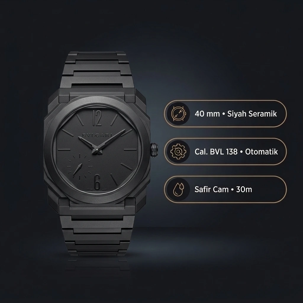 Bvlgari Octo Finissimo 40 mm 103297 Siyah Super Clone ETA Saat