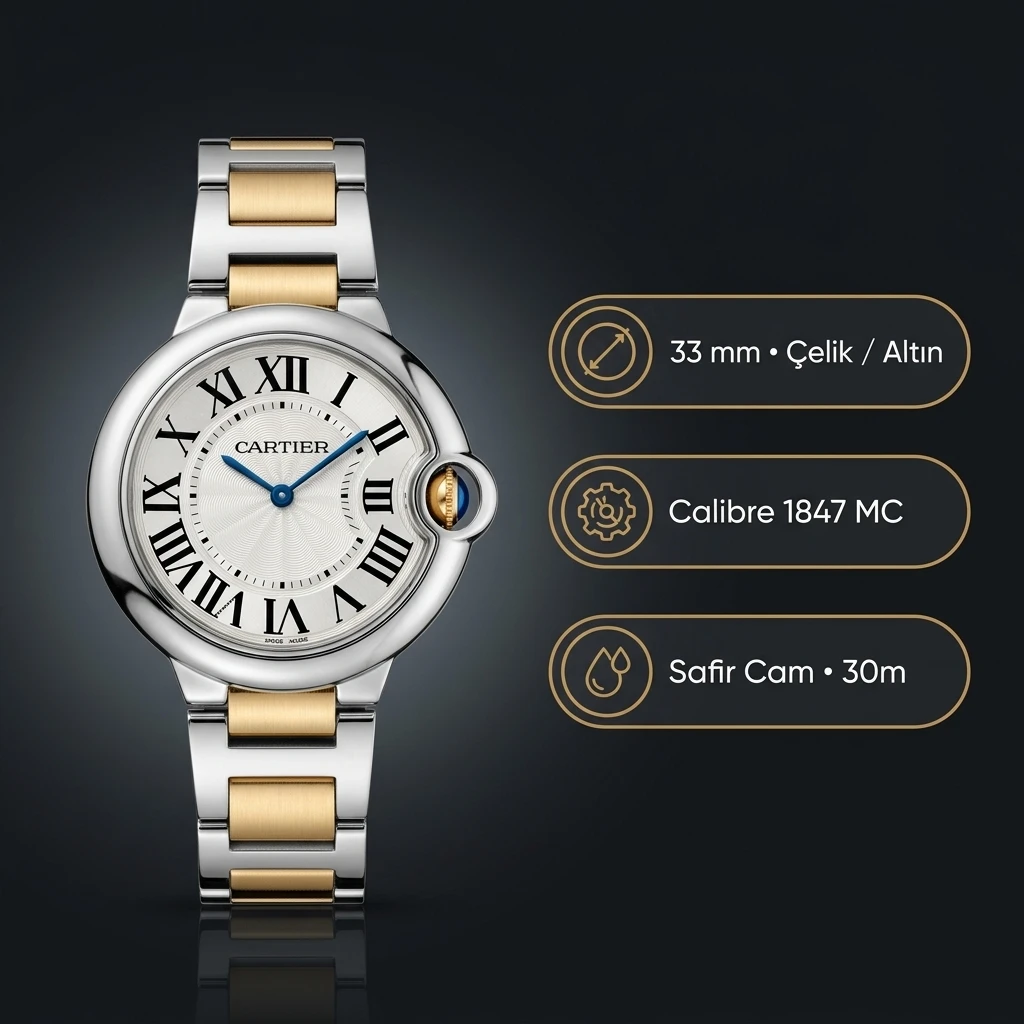 Cartier Baignoire 32 mm WJBA0005 Rose Elmas Oval Bilezik Super Clone ETA Saat