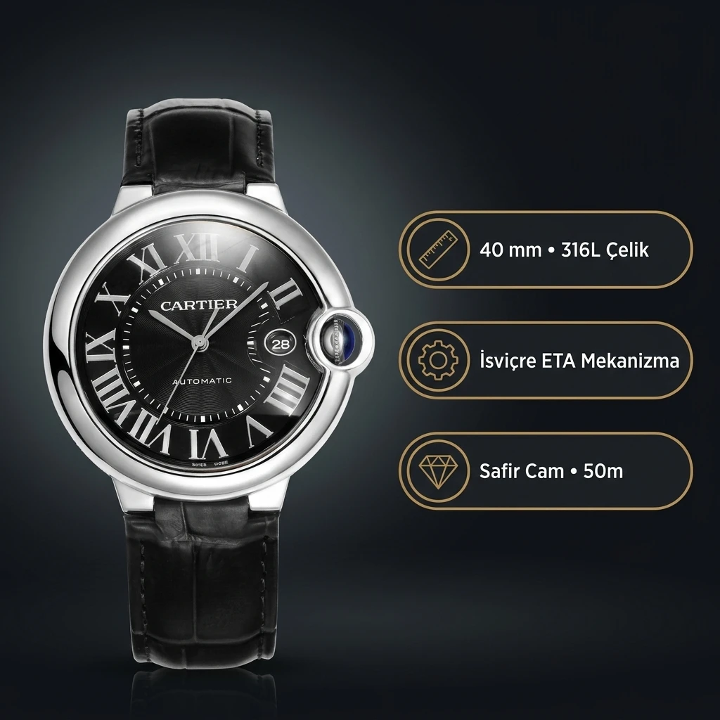 Cartier Ballon Bleu 40 mm WSBB0003 De Cartier Super Clone ETA Saat