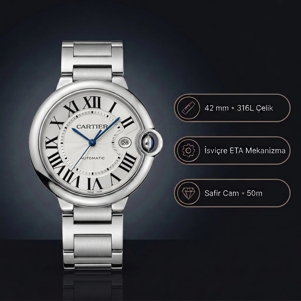 Cartier Ballon Bleu 42 mm W69012z4 Super Clone ETA Saat