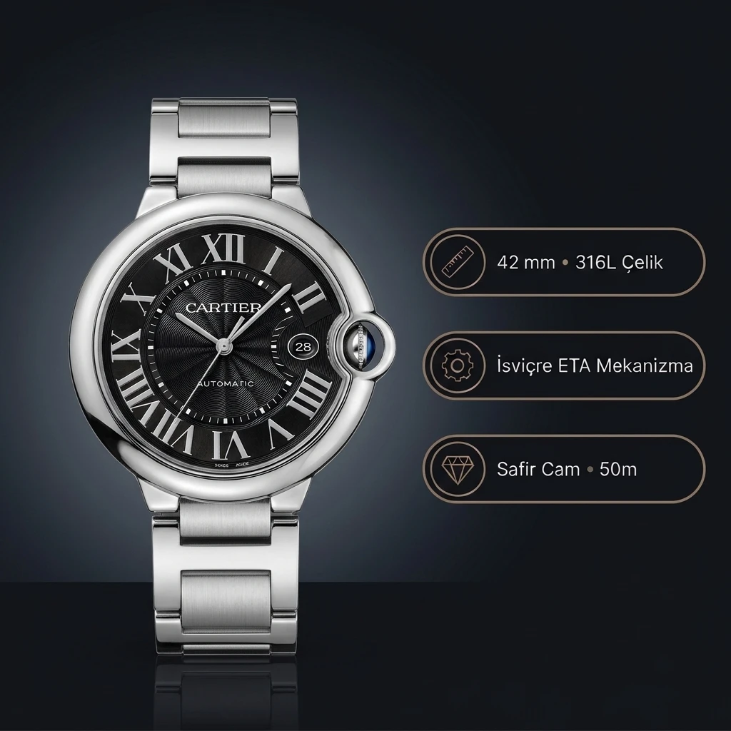 Cartier Ballon Bleu 42 mm W69012Z4 W6920042 Super Clone ETA Saat