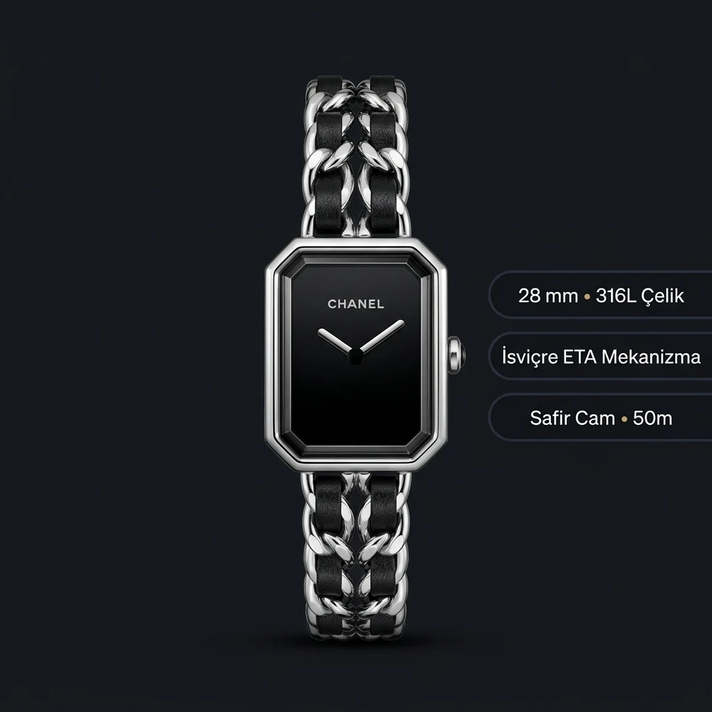 Chanel Premiere Siyah Kadran Zincir Super Clone ETA Saat