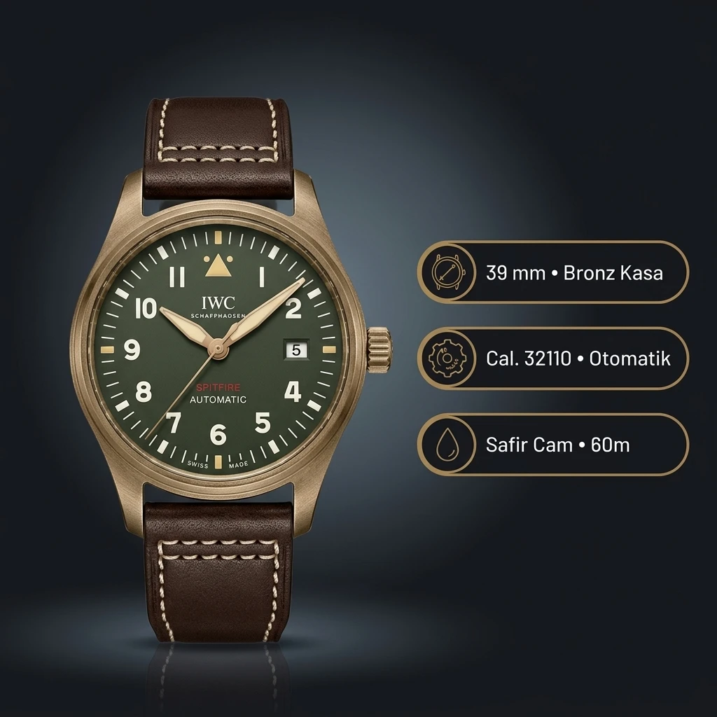 IWC Pilot Mark Yeşil Kadran Bronz Deri Gündüz Super Clone ETA Saat