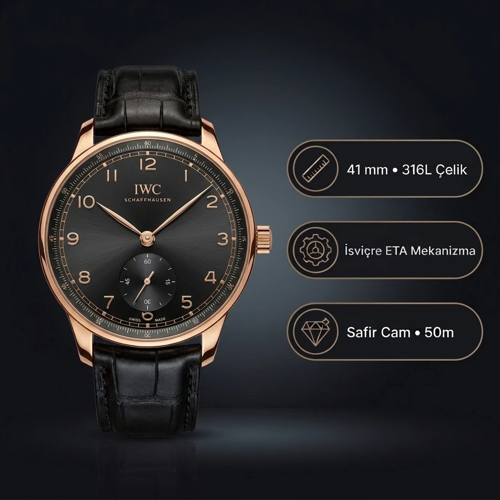 IWC Portuguese Automatic Portugieser Black Super Clone ETA Saat