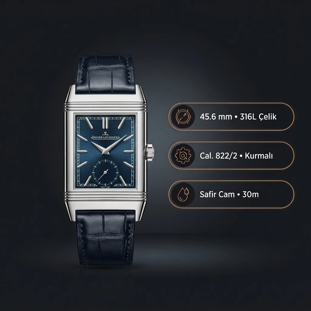 Jaeger LeCoultre Reverso Mavi Kadran Deri Super Clone ETA Saat