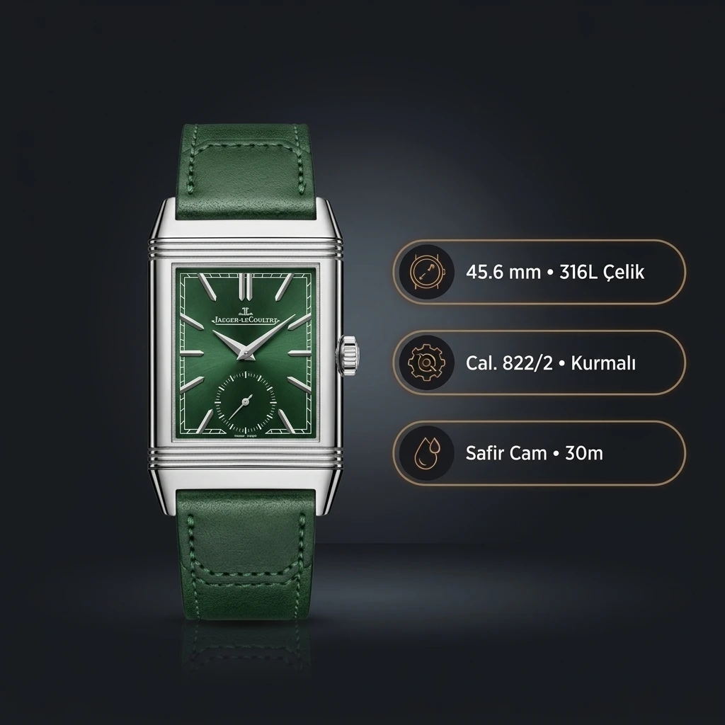 Jaeger LeCoultre Reverso Yeşil Kadran Deri Super Clone ETA Saat