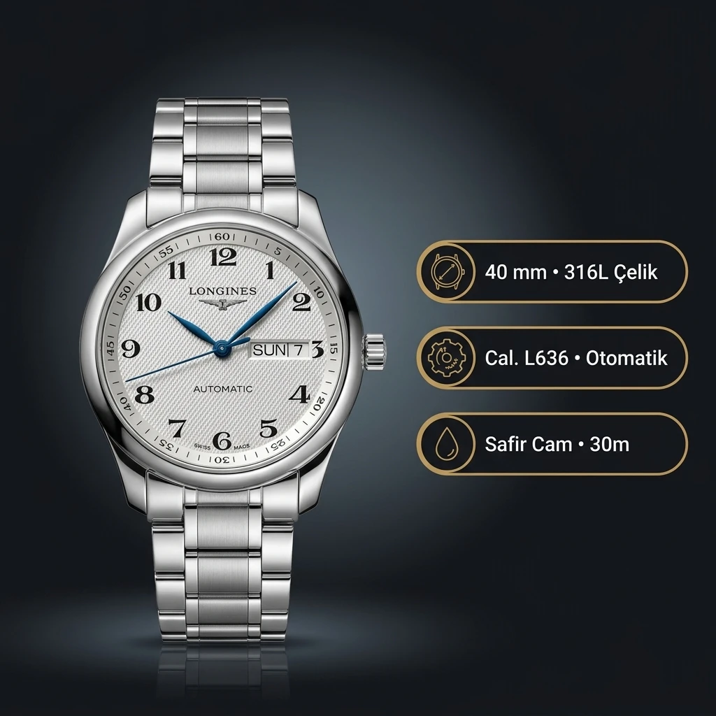 Longines Master Collection Beyaz Arabik Takvim Çelik Super Clone ETA Saat