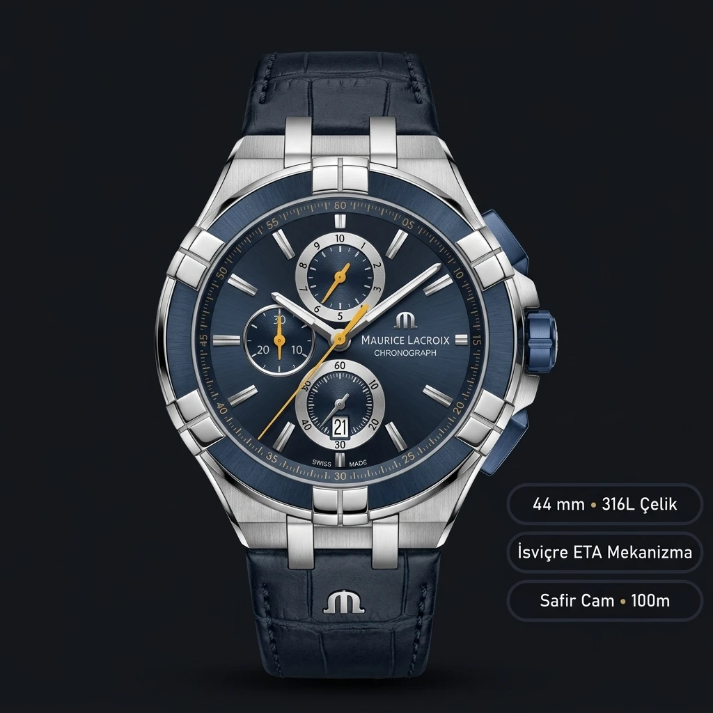 Maurice Lacroix Aikon Mavi Chronograph Çelik Super Clone ETA Saat