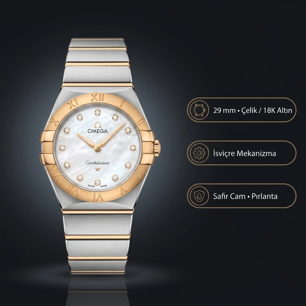 Omega 41 mm 131.20.41 Constellation Beyaz Kadran Gold Super Clone ETA Saat