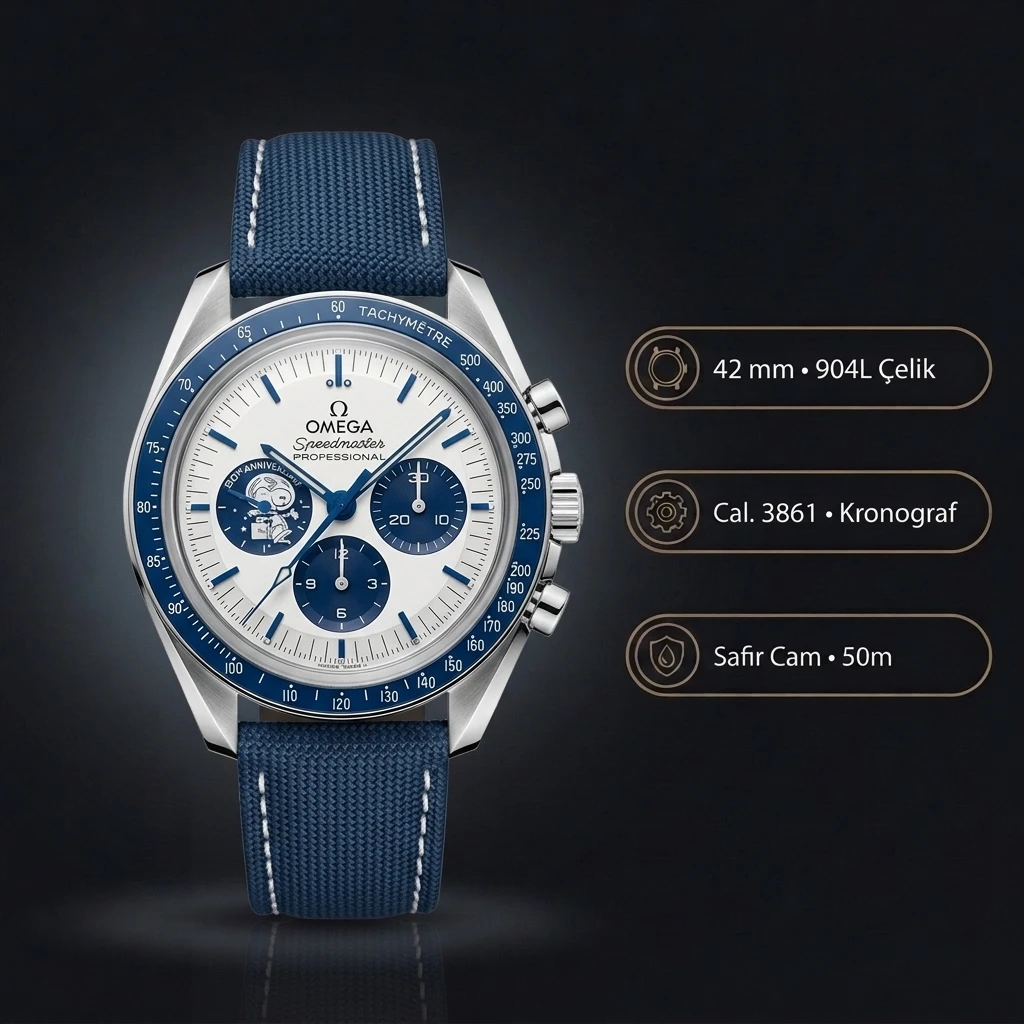 Omega 42 mm 310.30.42 Speedmaster Beyaz Kadran Kordon Super Clone ETA Saat