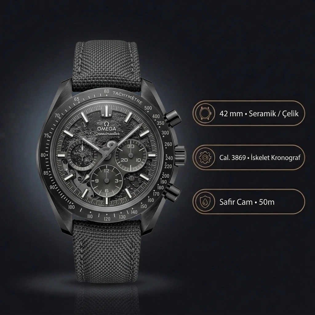 Omega 42 mm 310.30.42 Speedmaster Gri Skeleton Kordon Super Clone ETA Saat