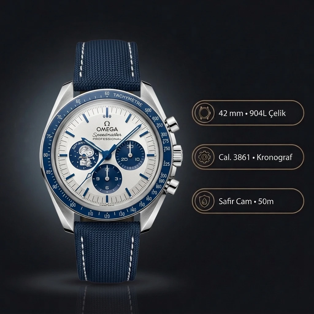 Omega 42 mm 310.30.42 Speedmaster Mavi Kadran Kordon Super Clone ETA Saat