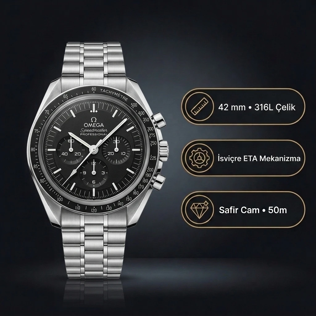 Omega 42 mm 310.30.42 Speedmaster Professional Moonwatch Super Clone ETA Saat