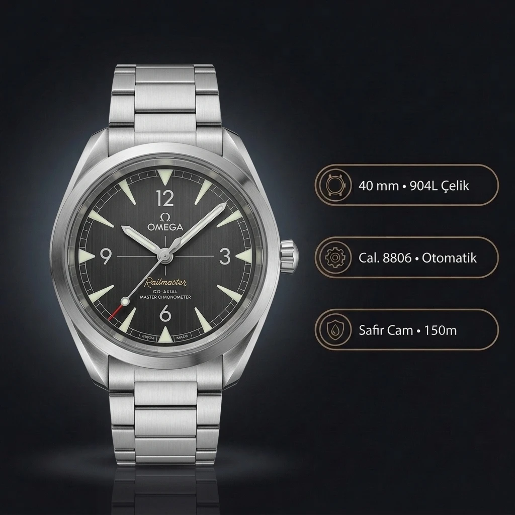 Omega 43.5 mm 215.30.44 Seamaster Planet Ocean Gri Kadran Çelik Super Clone ETA Saat
