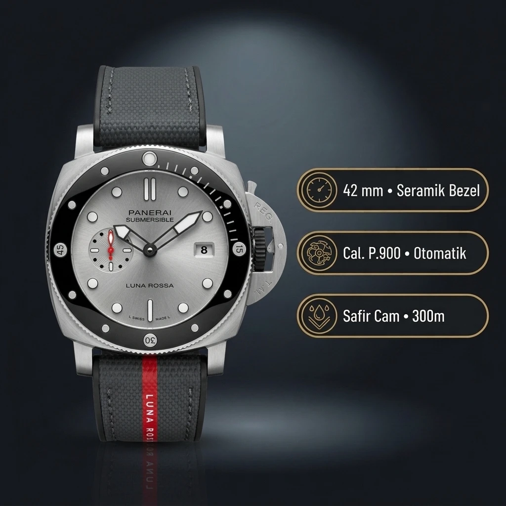 Panerai 42 mm PAM01222 Submersible Gri Kadran Nato Super Clone ETA Saat