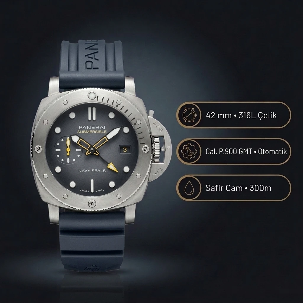 Panerai 42 mm PAM01222 Submersible Navi SEALS Titanyum Super Clone ETA Saat