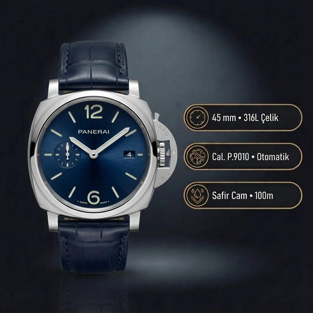 Panerai 45 mm PAM01294 Radiomir Mavi Kadran Deri Kordon Super Clone ETA Saat