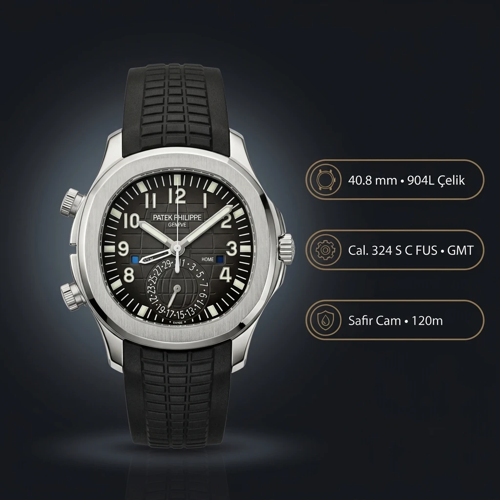 Patek Philippe Aquanaut 5968 Siyah Chronograph Kauçuk Kordon 42 mm Super Clone ETA Saat