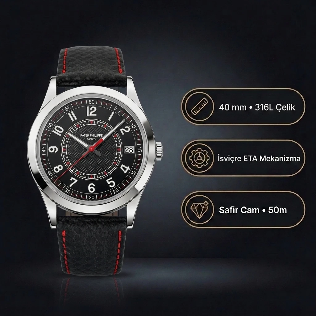 Patek Philippe Calatrava 6007 40 mm 010 Kırmızı Super Clone ETA Saat