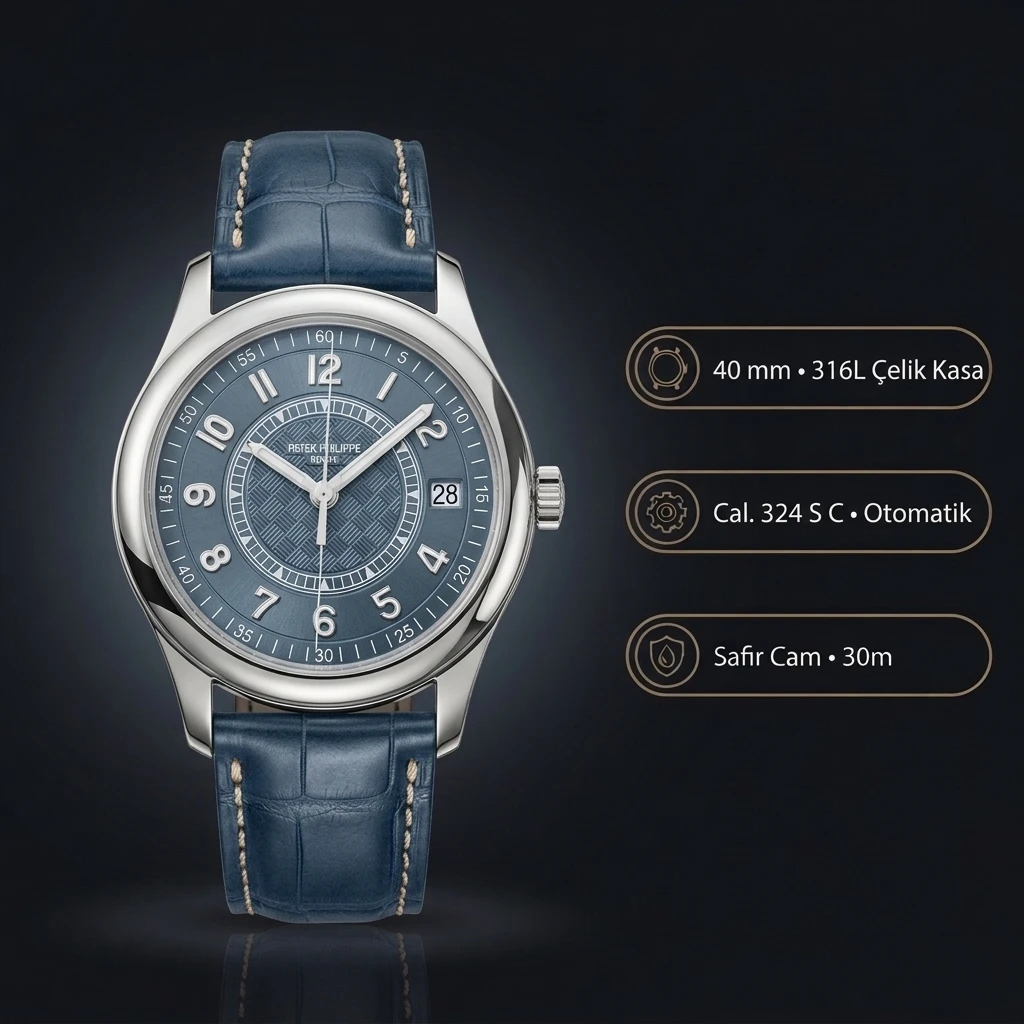 Patek Philippe Calatrava Mavi Kadran Çelik Kasa Mavi Nato Kordon 39 mm Super Clone ETA Saat