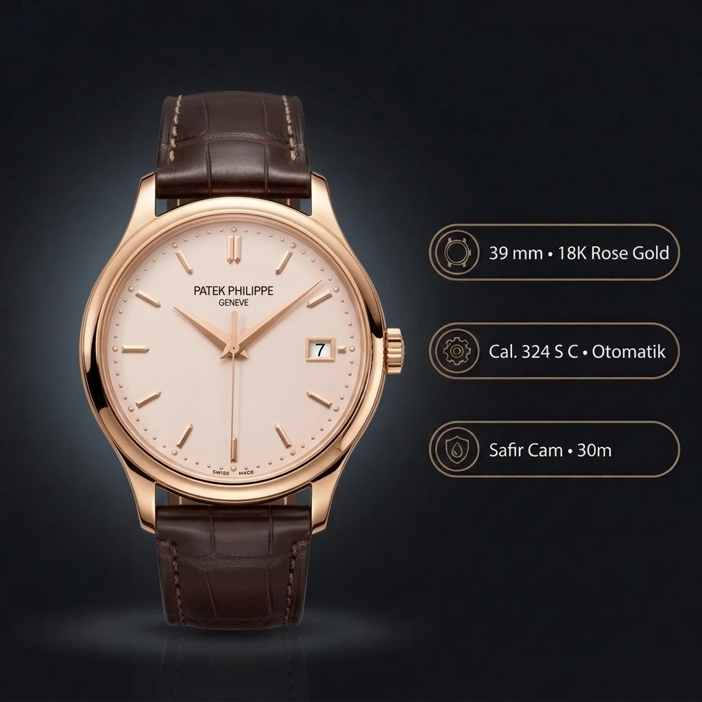Patek Philippe Calatrava Rose Gold Somon Kadran Deri 39 mm Super Clone ETA Saat
