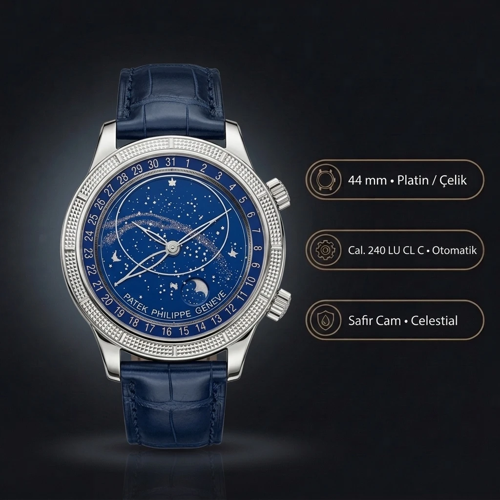 Patek Philippe Grand Complications Yildizli Mavi Kadran Taşlı Bezel 40 mm Super Clone ETA Saat