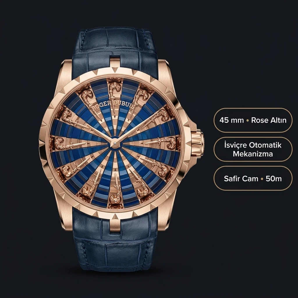 Roger Dubuis Knights of the Round Table Rose Mavi Kadran Deri Super Clone ETA Saat