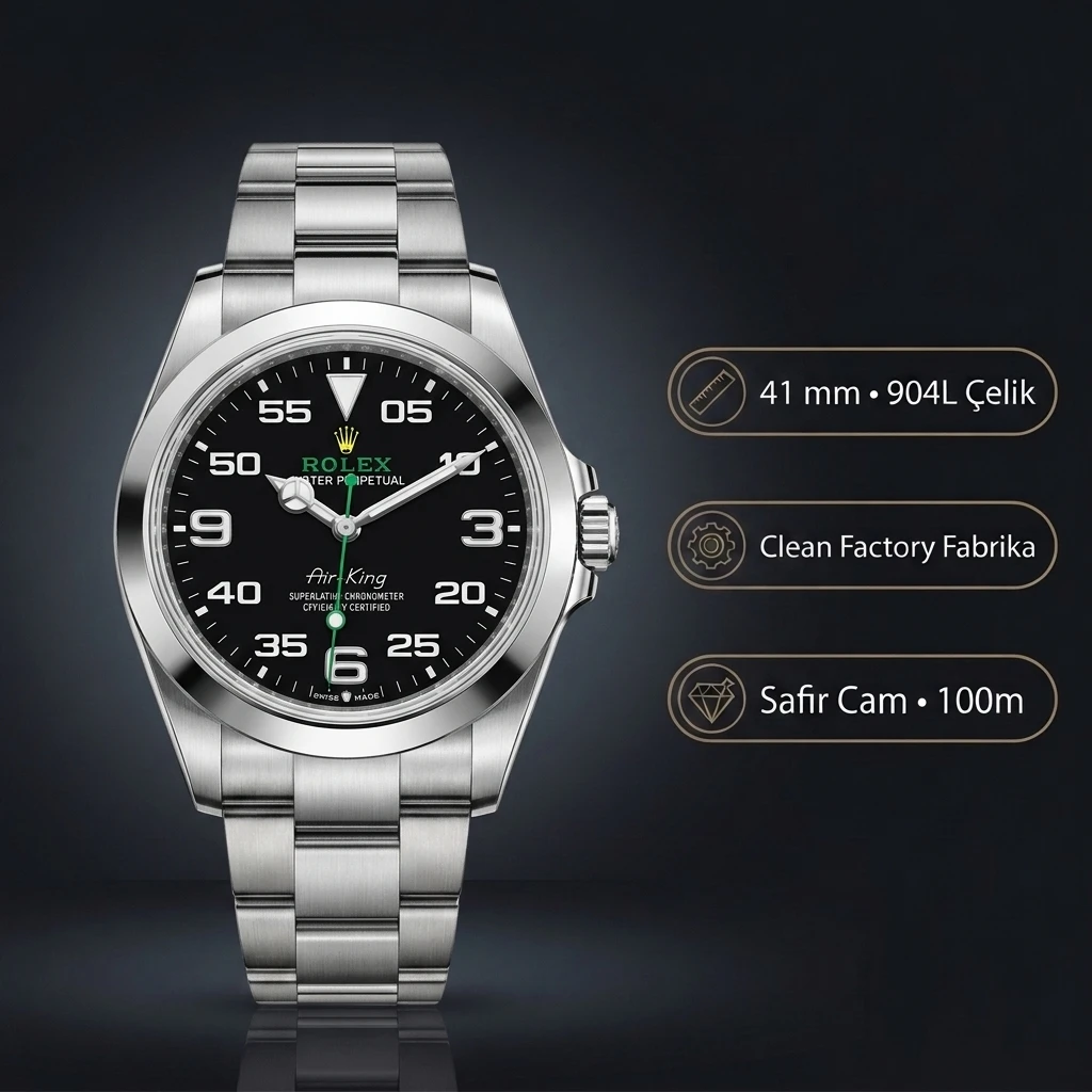 Rolex Air-King Siyah Oyster Super Clone ETA Saat