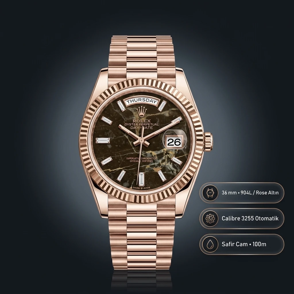 Rolex Datejust 126231 41 mm Iskelet Kadranlı Jubilee Everose Super Clone ETA Saat