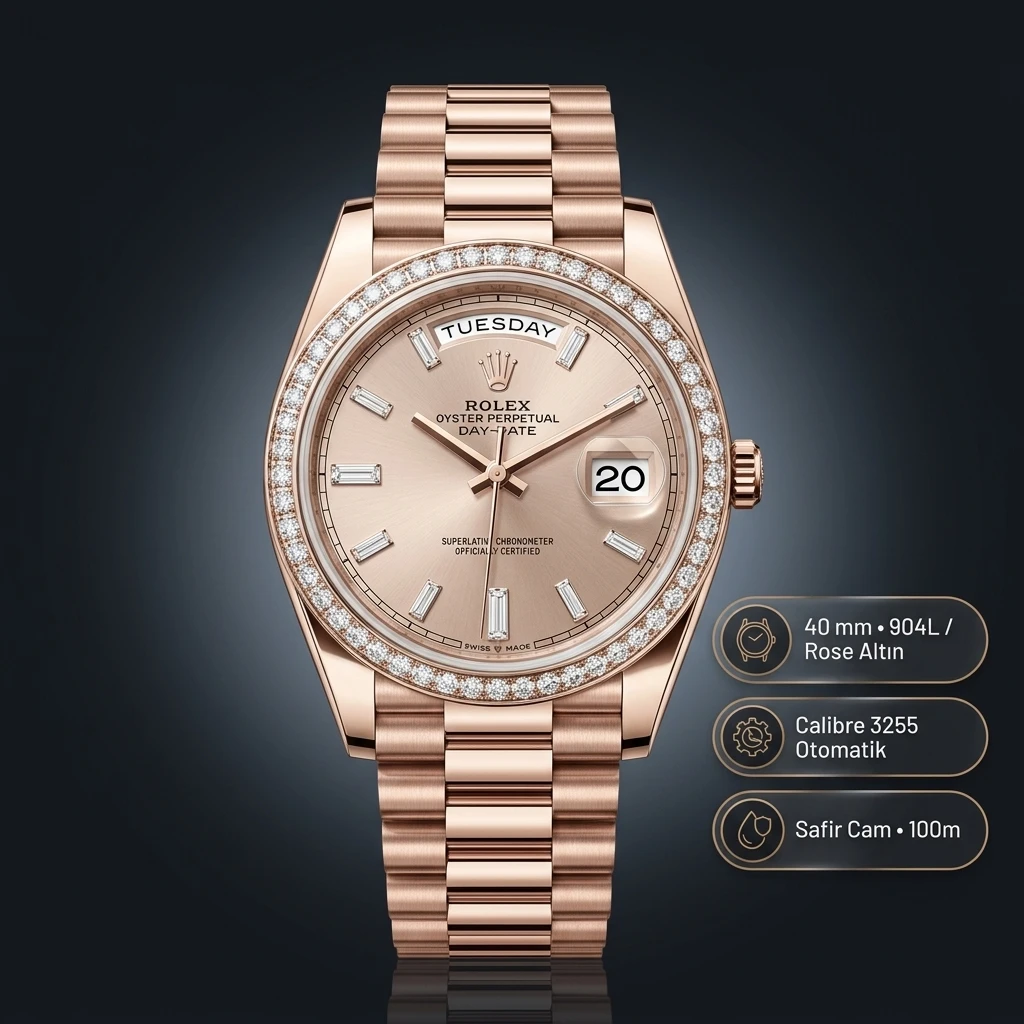 Rolex Datejust 126331 41 mm Rose Kadranlı Everose Super Clone ETA Saat