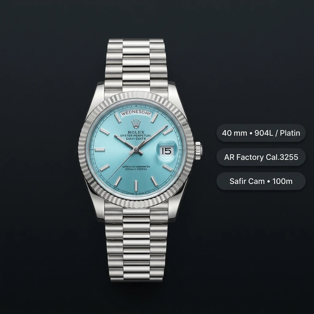 Rolex Day-Date 40 mm 228238 Turkuaz Kadran President Super Clone Eta Saat