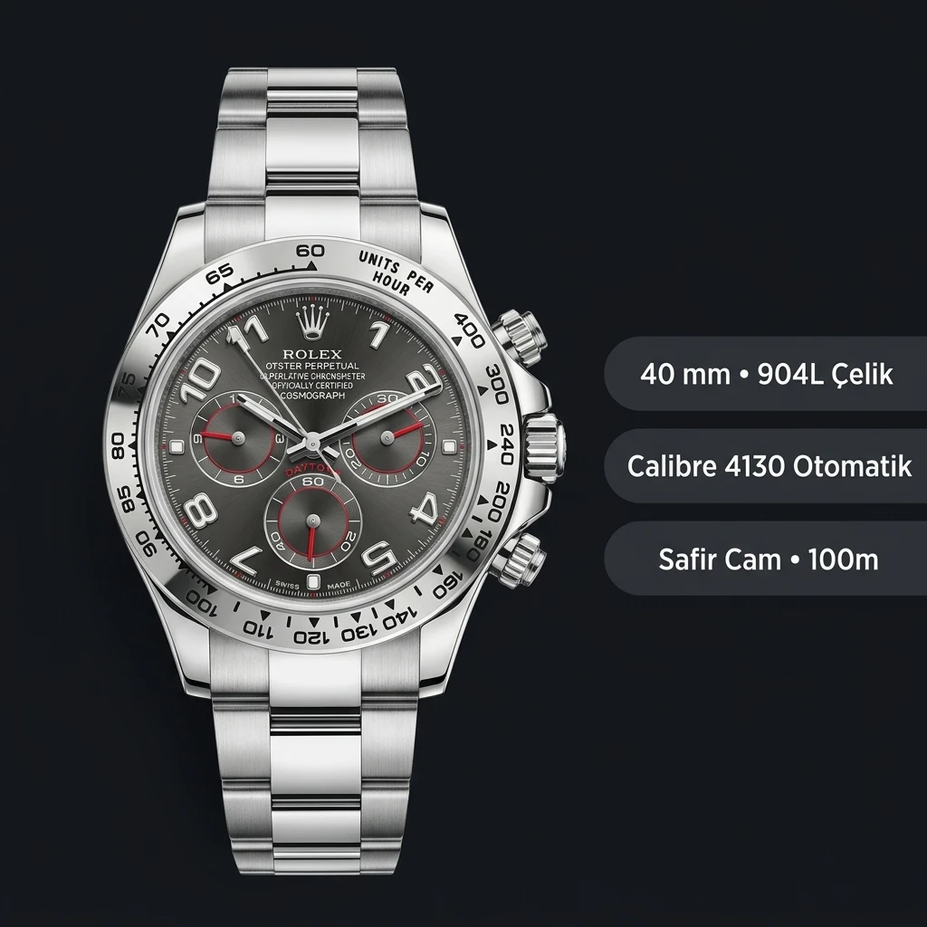 Rolex Daytona 116500LN Gri 4130 Cosmograph Super Clone ETA Saat