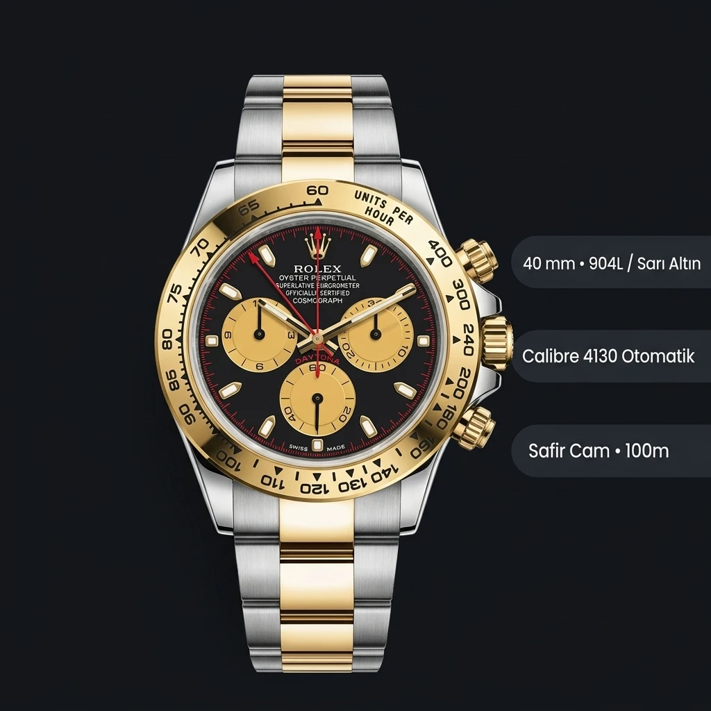 Rolex Daytona 116503 Two-Tone Siyah 4130 Cosmograph Super Clone ETA Saat
