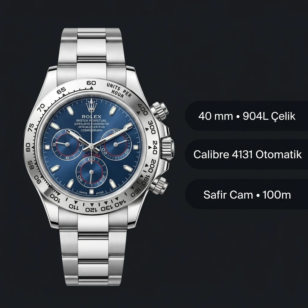 Rolex Daytona 126500LN Mavi 4131 Super Clone ETA Saat