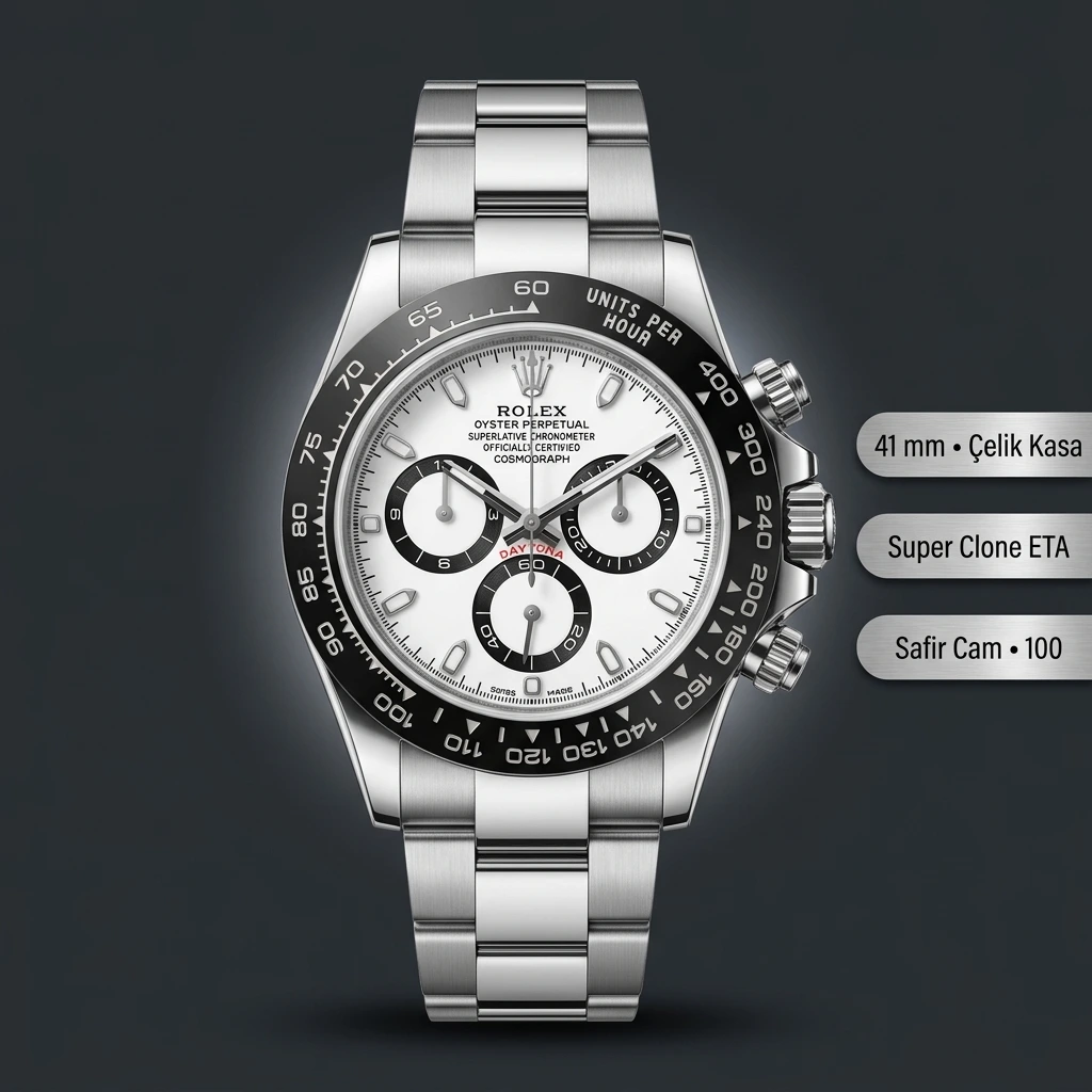 Rolex Daytona 126502 Beyaz Emaye Kadran Super Clone ETA Saat