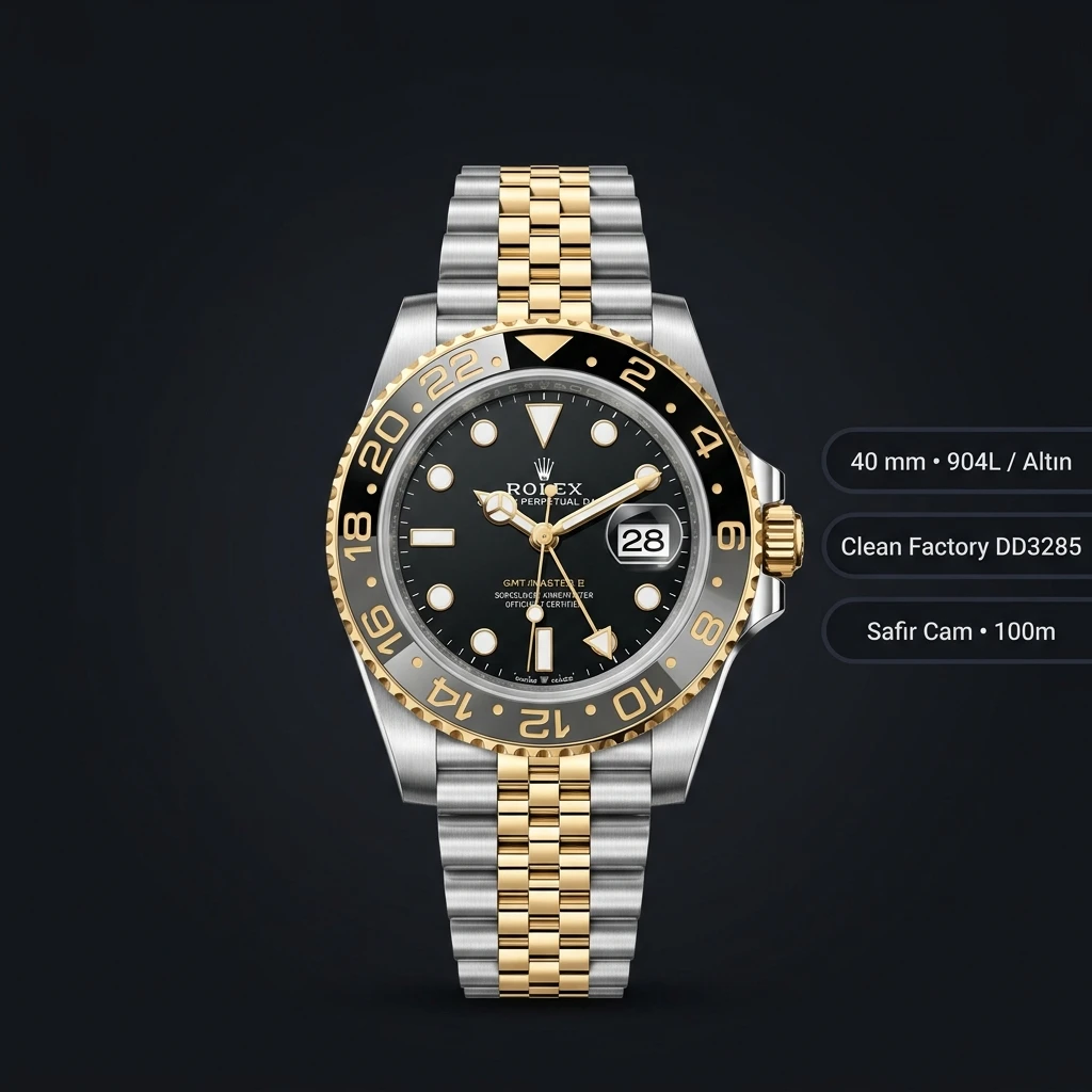 Rolex GMT-Master II 116713LN Zombi Two Tone Jubilee Super Clone ETA Saat