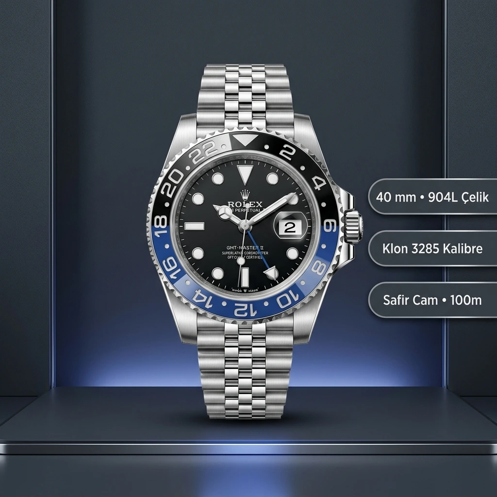 Rolex GMT-Master II 126710BLNR Batgirl 40mm Jubilee Super Clone ETA Saat