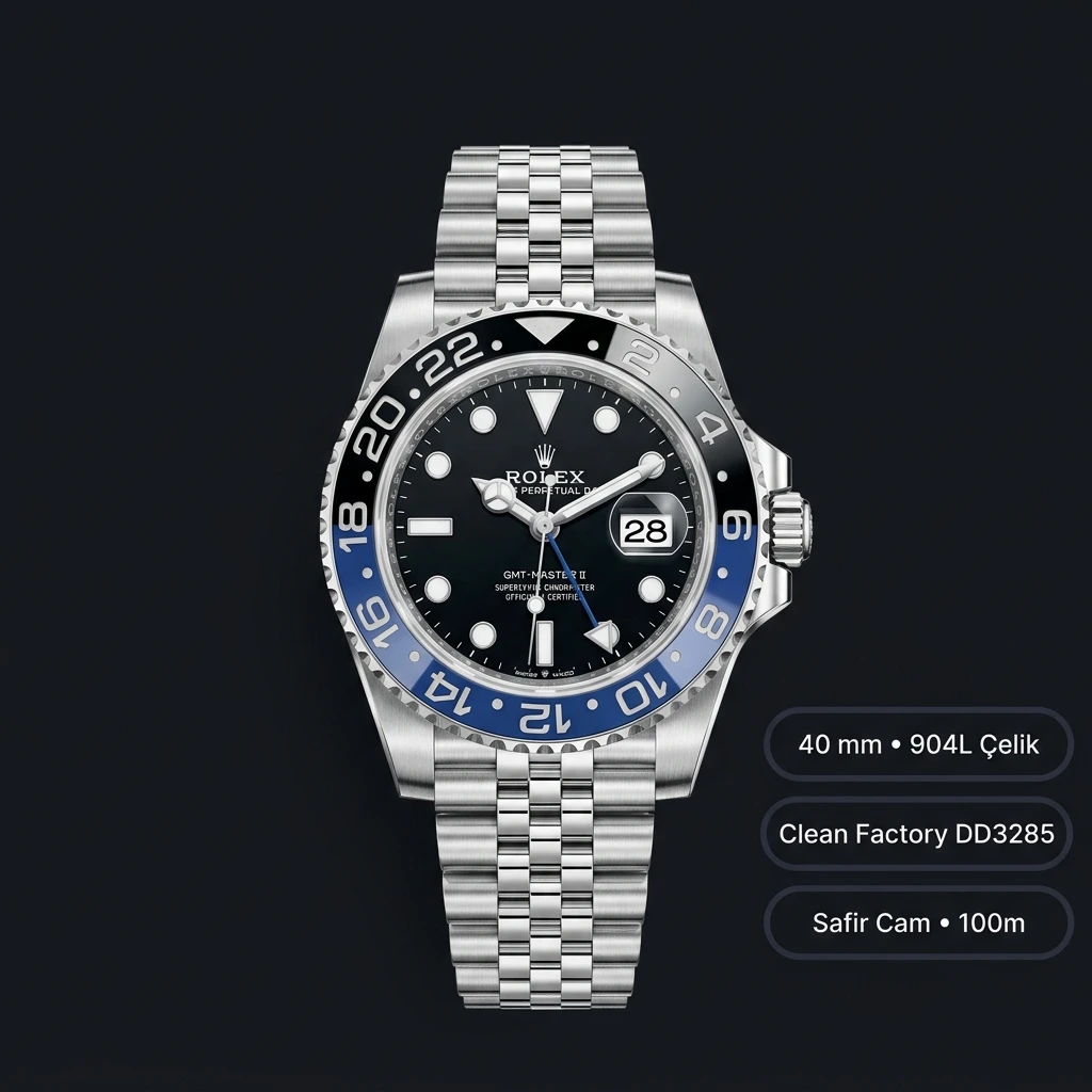 Rolex GMT-Master II 126710BLNR Batgirl Cerachrom Jubilee Super Clone ETA Saat