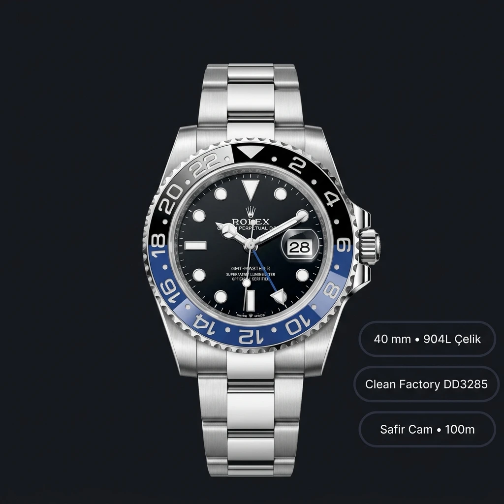 Rolex GMT-Master II 126710BLNR Batman 40mm Oyster Super Clone ETA Saat