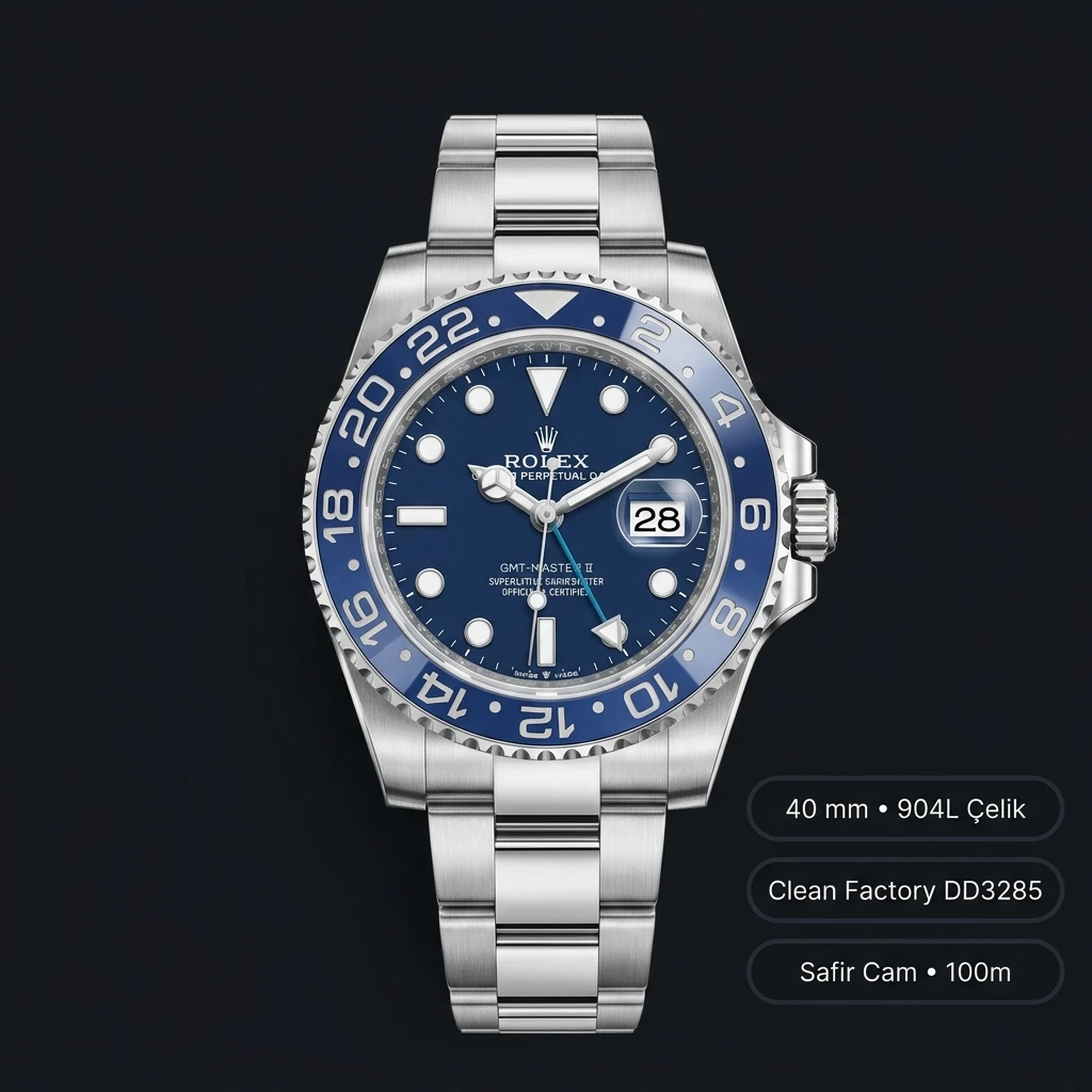 Rolex GMT-Master II 126710BLNR Batman Cerachrom Oyster Super Clone ETA Saat