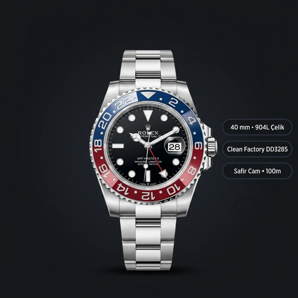 Rolex GMT-Master II 126710BLRO Pepsi 40mm Oyster Super Clone ETA Saat