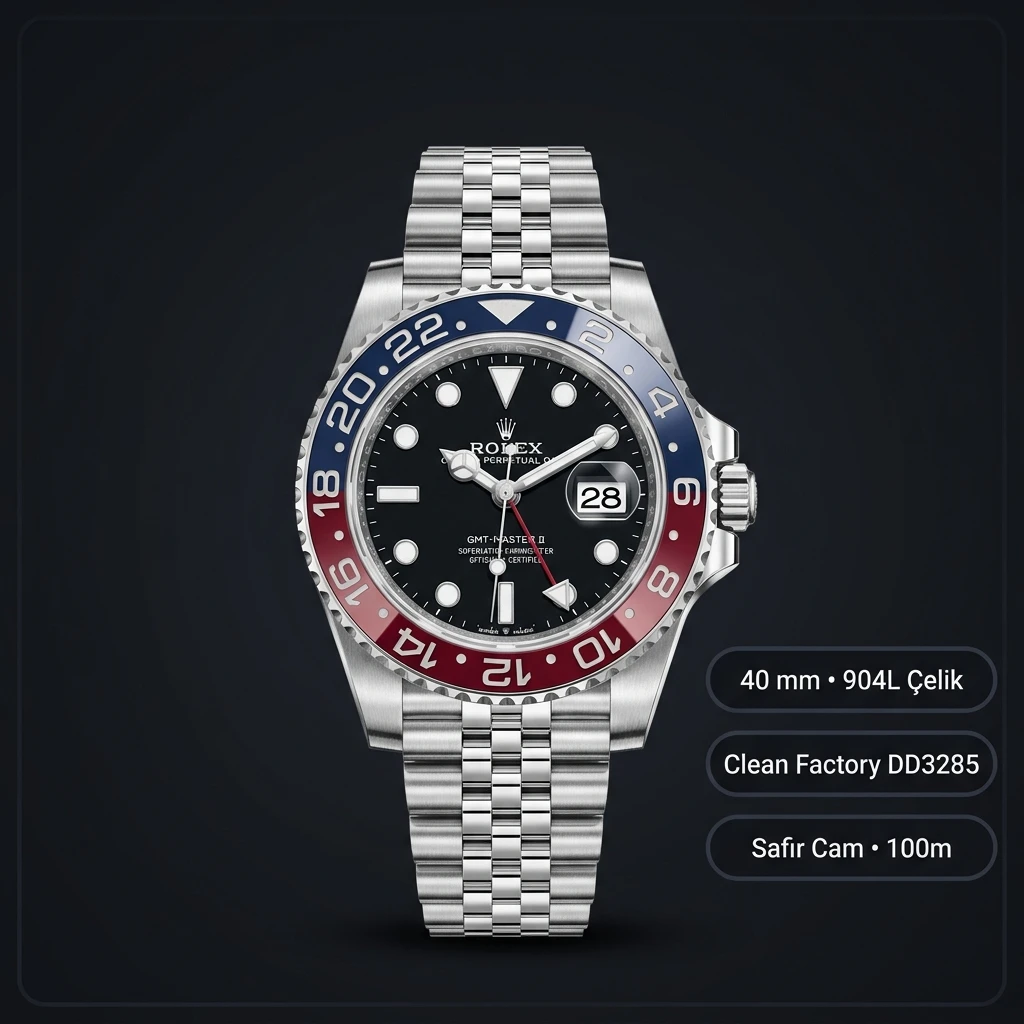 Rolex GMT-Master II 126710BLRO Pepsi Jubilee Mk3 Bezel Super Clone ETA Saat