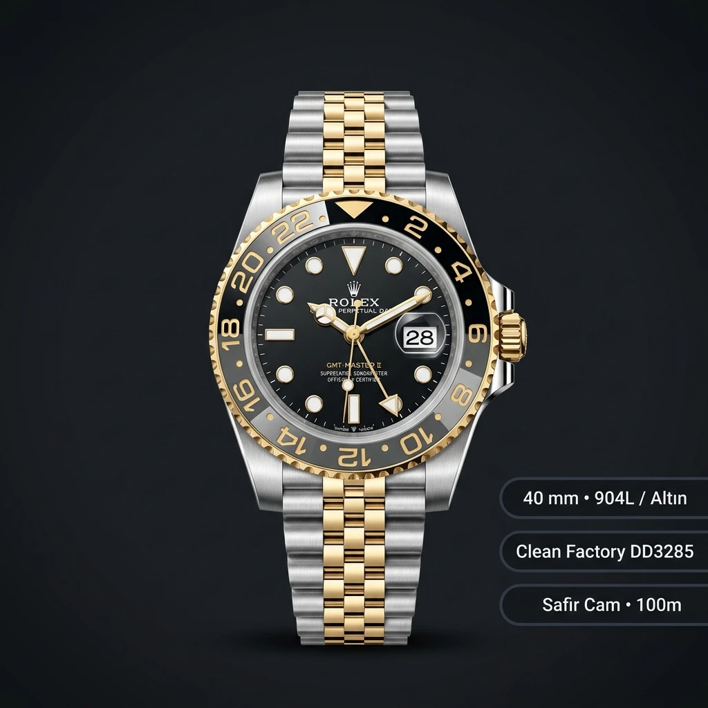 Rolex GMT-Master II 126713GRNR Zombie Jubilee Super Clone ETA Saat