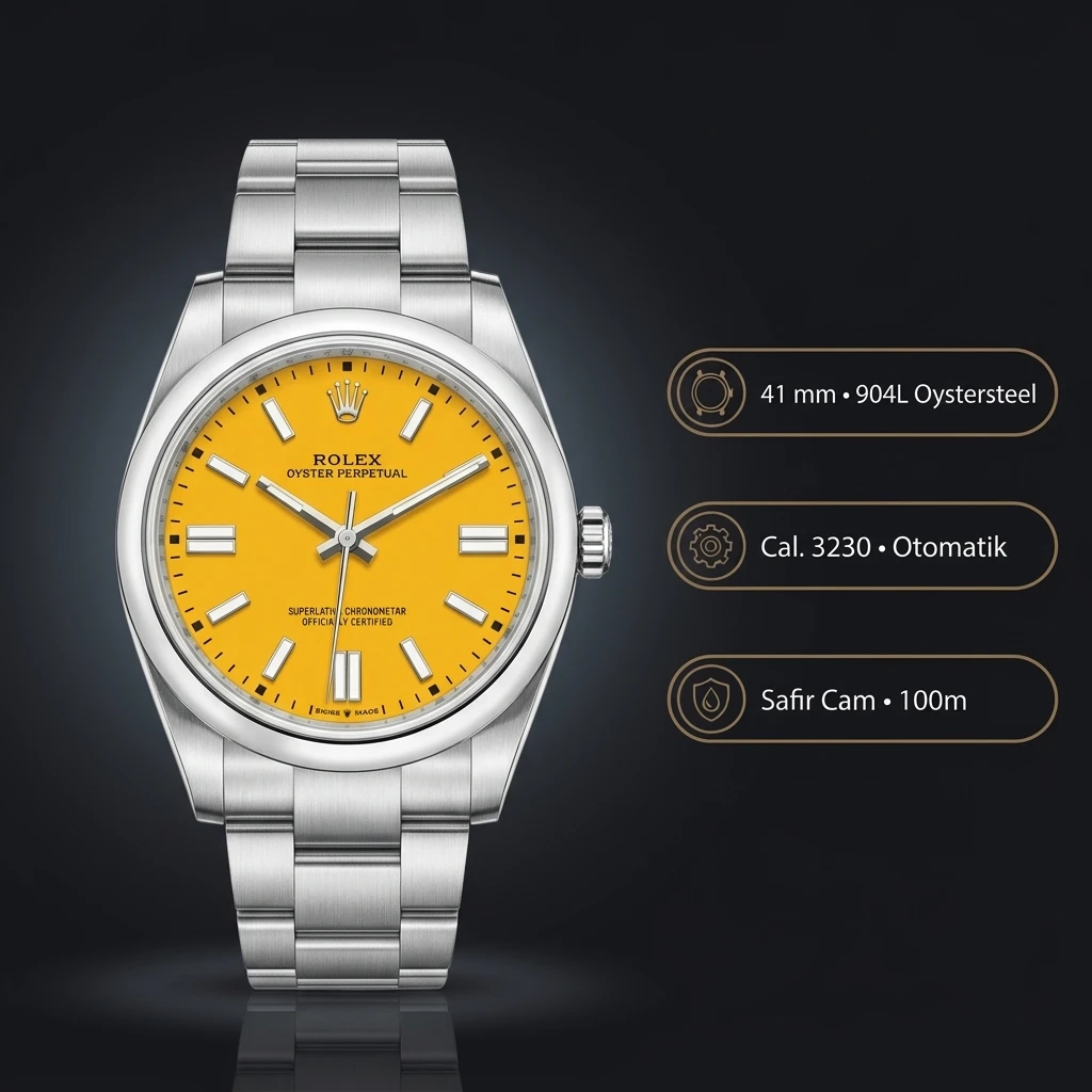 Rolex Oyster Perpetual Sarı 41mm Oyster Super Clone ETA Saat